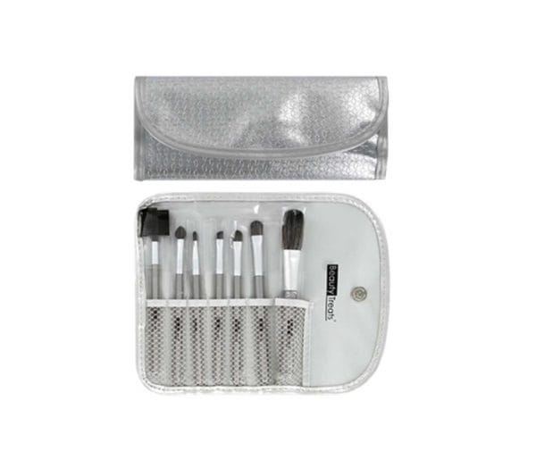 Beauty Treats 7Pc Brush Set in Pouch Metal