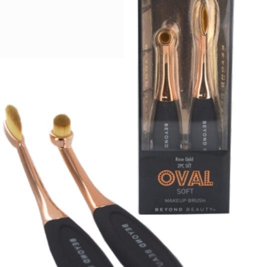 OVAL-MAKEUP BRUSH ROSE GOLD-2PC SET