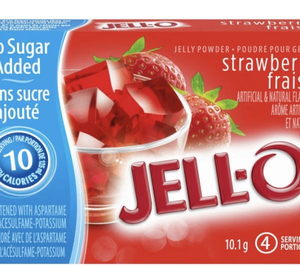 Jell-o aux fraise arôme artificiel et naturel