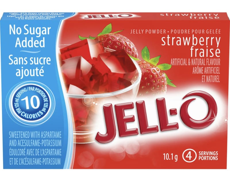 Jell-o aux fraise arôme artificiel et naturel