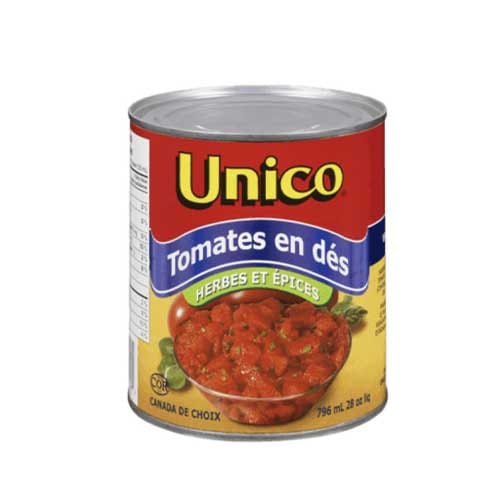 Unico tomates en dés herbes et épices 796ml
