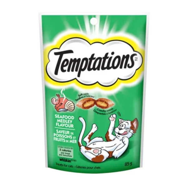 Friandises pour chats Temptations - poissons et fruits de mer savoureux (85g)